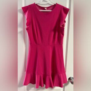🩷 Chic Pink Ruffle Sleeve Dress